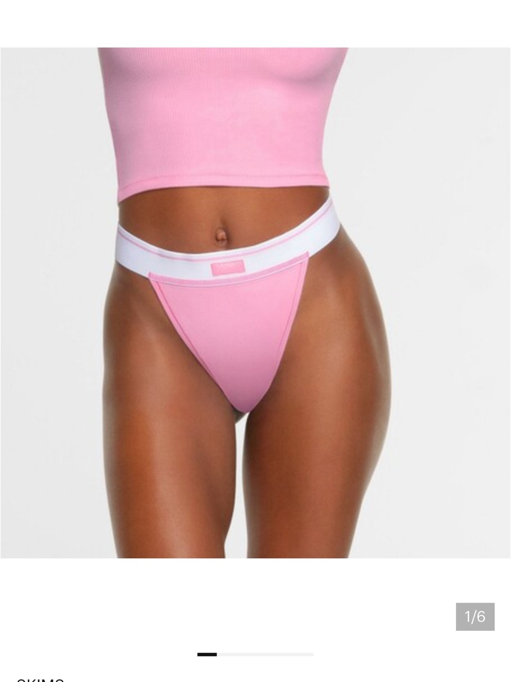 SKIMS Cotton Ribbed Thong in Bubble Gum Pink Size XL NWT
